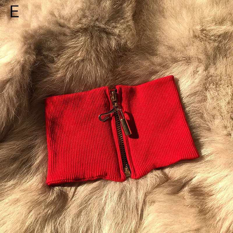 red 40cm E Вязаный Поддельный Воротник для съемный для женщин Высокий воротник молния чокер одежда Декор Аксессуары FS99 - Цвет: red 40cm E