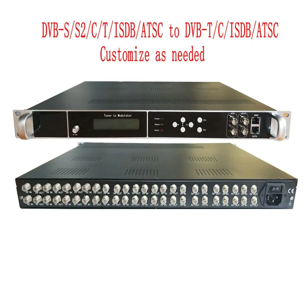 DVB-S DVB-S2 DVB-T T2 ISDBT ATSC Digital RF Converter Customized 24-Channel Tuner to IP ASI RF Receiver Multiplexer Modulator digital hd modulator av to rf av to tv converter vhf uhf pal ntsc frequency tv modulator 110 240v