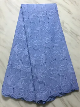

latest style stones Swiss voile 100% Cotton Embroidery High Quality sky blue French Cotton Laces Fabrics 5 Yards/Lot FP-1015
