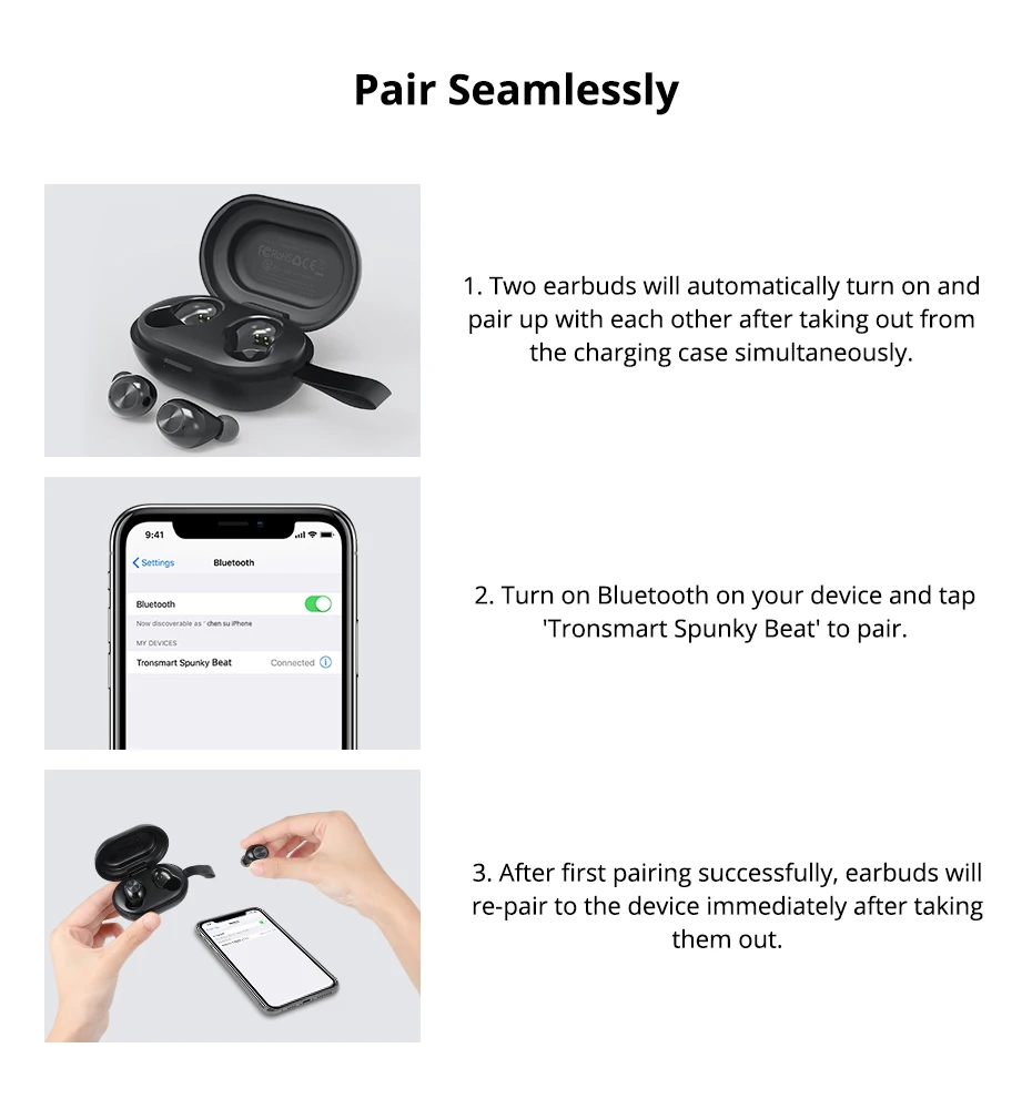 Tronsmart Spunky Beat Bluetooth 5.0 Earphone Wireless TWS Earbuds Support APTX Voice Assistant IPX5 Waterproof CVC 8.0 Stereo (2)