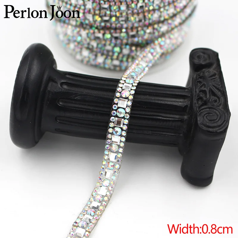 1yard hot fix AB farbe strass weiß glas band kristall strass trim band Party hochzeit dekorative zubehör TR131 – Detail 10
