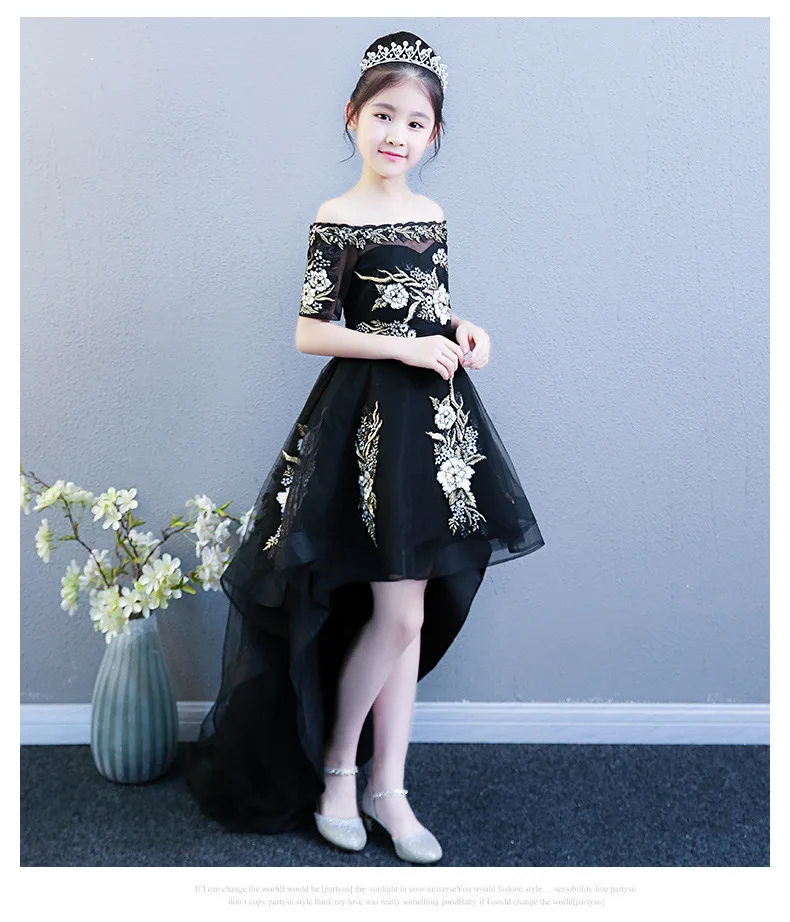 

Good Desigh Ballgown Lace Flower Girls Dresses Front short Back Long Party Dresses For Evening