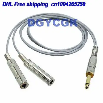 

EMS/ DHL 10pcs 6.35mm 1/4" plug jack mono TS 2-way cable lead adapter audio AV Headphone MIC cable 22j