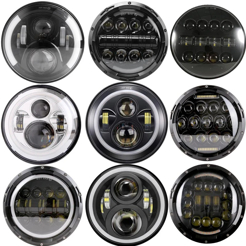 

7 Inch 60W H4 LED Headlights Lamp With Angle Eyes 7" Round Headlamp For Jeep Lada 4x4 Urban Niva Land Rover Defender