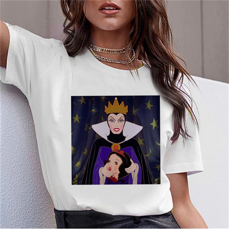 

LUSLOS Snow White T Shirt Women Punk Harajuku Tumblr Clothes Short Sleeve O Neck T-shirt Funny Summer Vintage 90s Ulzzang Shirts