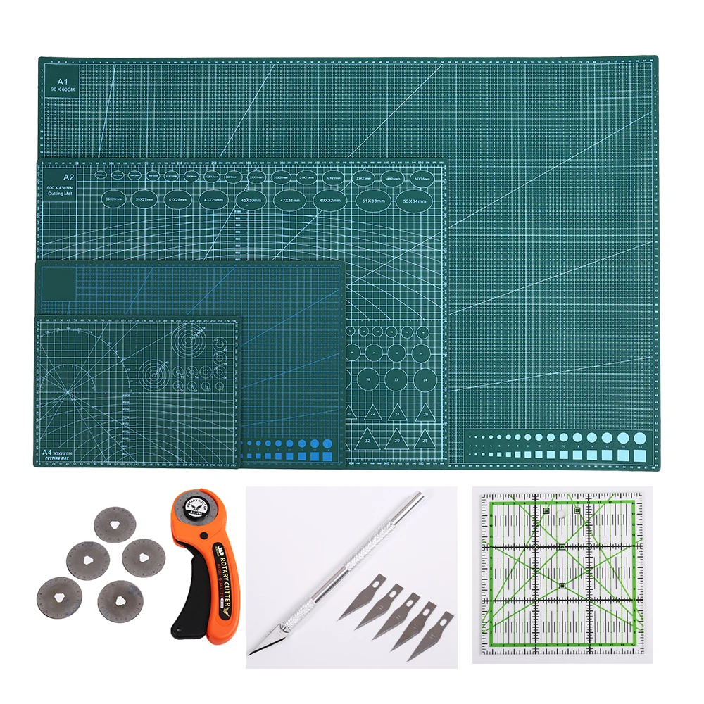 Rotary Cutter With Blade Leather Tool Sewing Accessories PVC Cutting Mat Multi Size Non Slip DIY Craft Carving Knife 45mm
