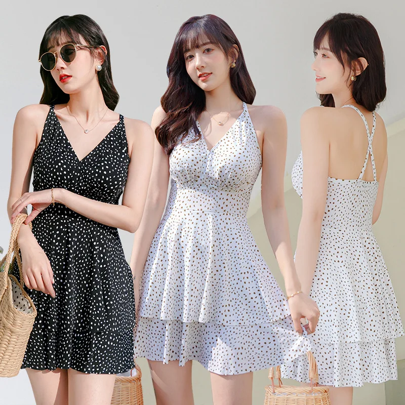 2021 New Korean Women One Piece Swimsuit Push Up Swimwear High Waist