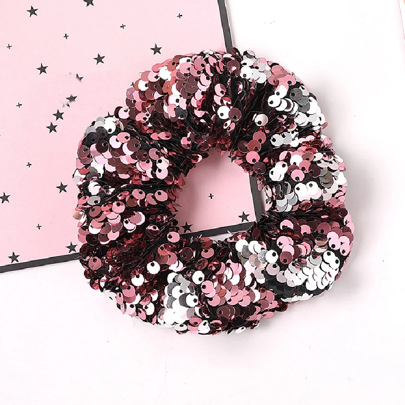 designer head scarf Sequin Hair Scrunchie Glitter Hair Ties Colorful Elastic Hair Bands Reversible Sequin Scrunchies For Girl Women Hair Accessories crocodile hair clips