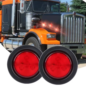 

5Pcs 2.5inch 4LED Round Marker Light Front Rear Side Lights Lamp For Trailer Truck SUV Red For Side Marker Lights