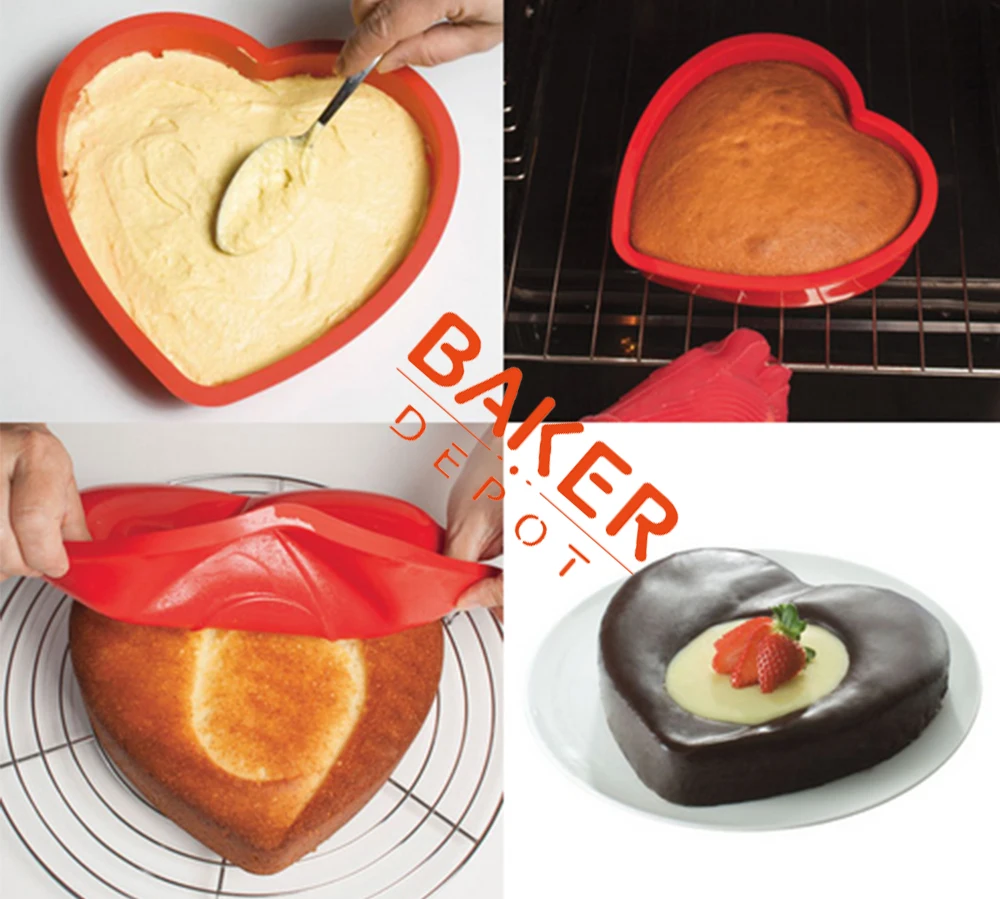 BAKER DEPOT, силиконовая форма для торта, сердце, форма для выпечки тортов, большие торты, хлебная выпечка, инструмент для кекса, форма для пиццы, сделай сам, на день рождения
