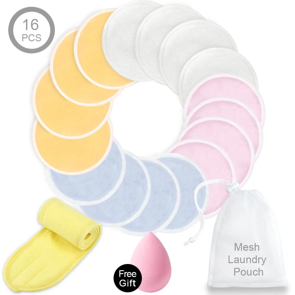 4 Colour Set 6 Моющиеся ватные диски, бамбуковые салфетки для снятия макияжа, многоразовые хлопковые подушечки для ресниц, повязка на голову, повязка для волос, спа-обертка для макияжа - Цвет: 4 Colour Set 6