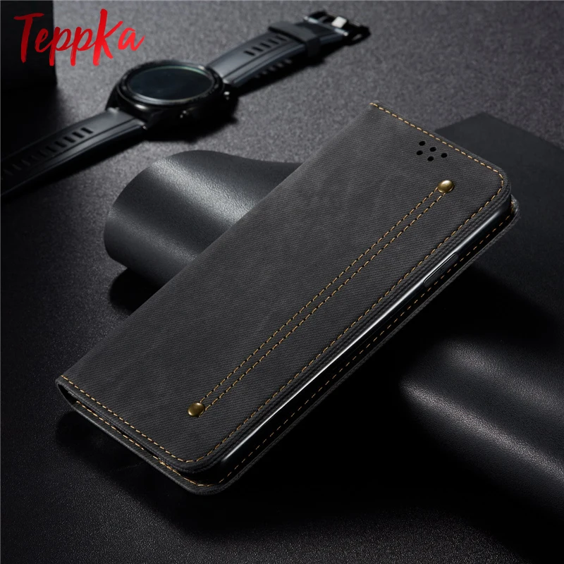 Ретро флип-чехол для Xiaomi Mi CC9 чехол из джинсовой ткани с подставкой и бумажником