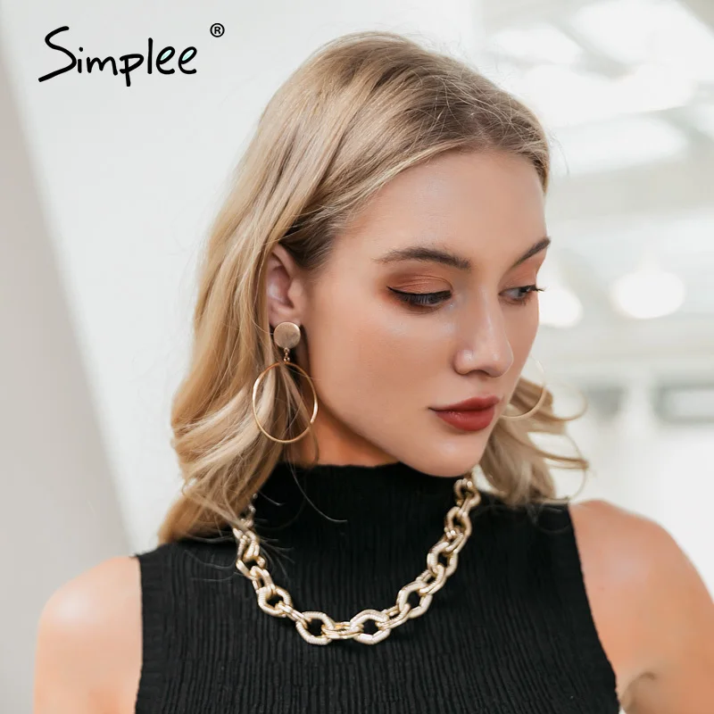 Simplee модное Золотистое Ожерелье женская бижутерия массивное ожерелье Женский