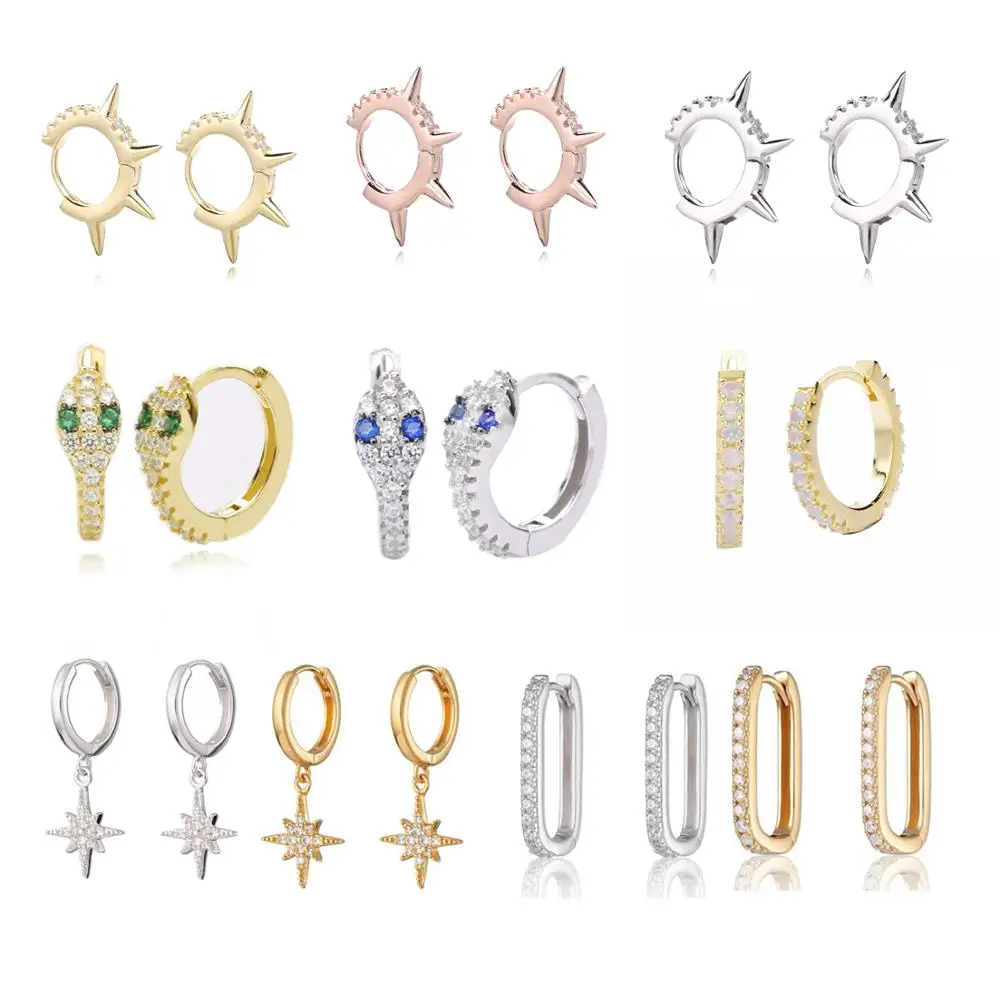 

Moonmory 2019 Fashion Hoop Earring For Women 925 Sterling Silver Opal Huggies Hoop Earring For Women Snake Earring 16 Colors