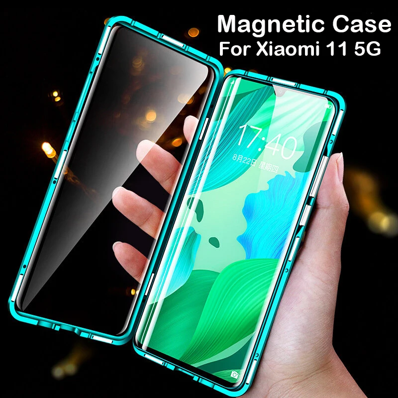Магнитный чехол для Xiaomi металлический стеклянный бампер 11 5G POCO X3 Nfc M3 10T CC9 Pro Note 10