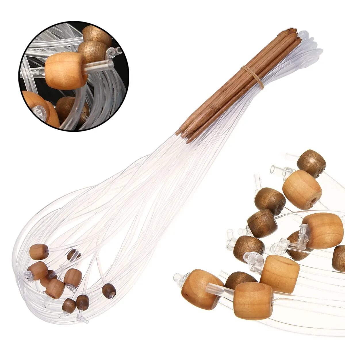 12PCS DIY Bamboo Crochet Stitch Hook Long Tunisian Crochet Hooks Knitting Needles Weave Craft Tool with Wood Bead Set