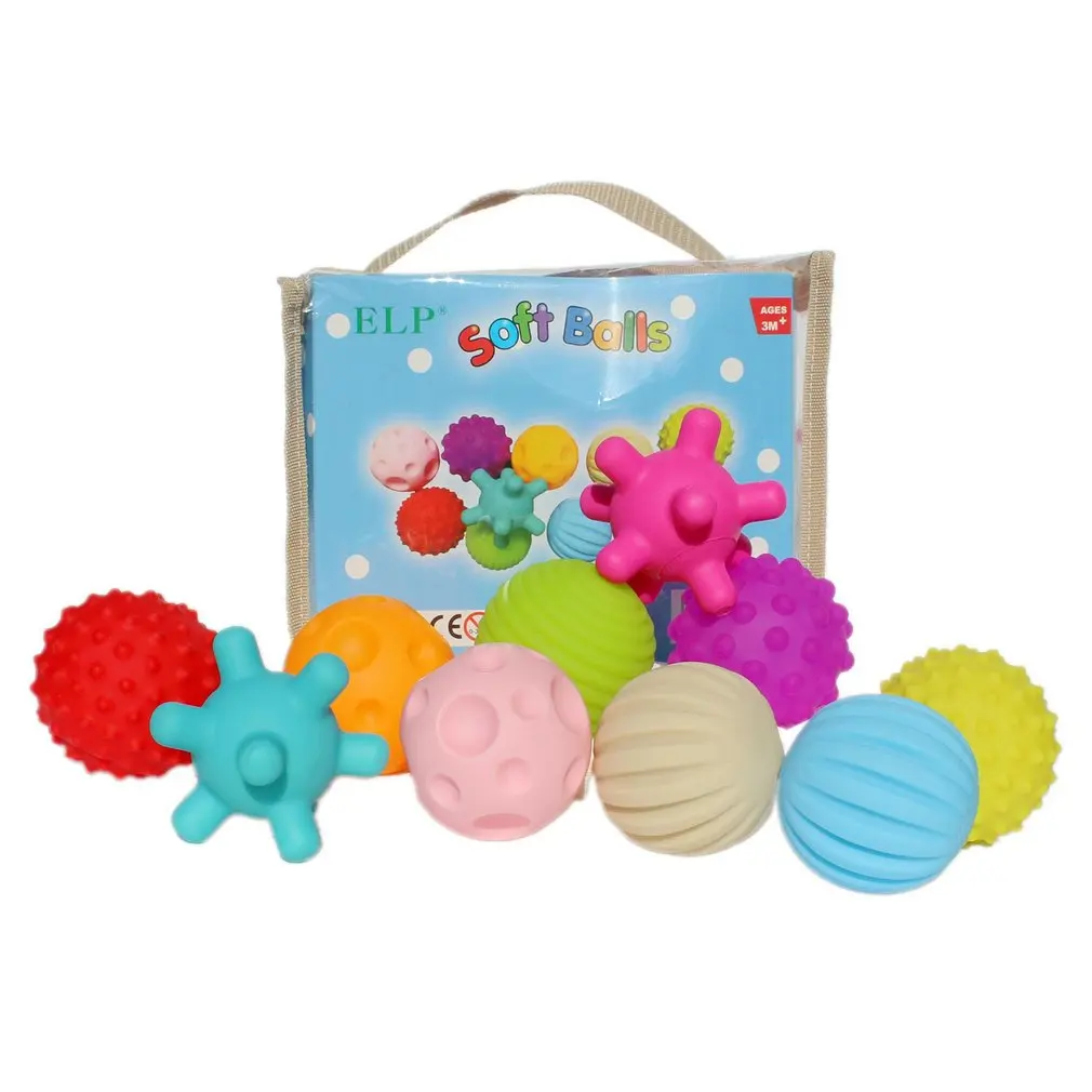 10pcs Baby Soft Balls Toy Rubber Textured Ball Set Tactile Senses Developping Training Massage Touch Ball Hand Catch The Ball