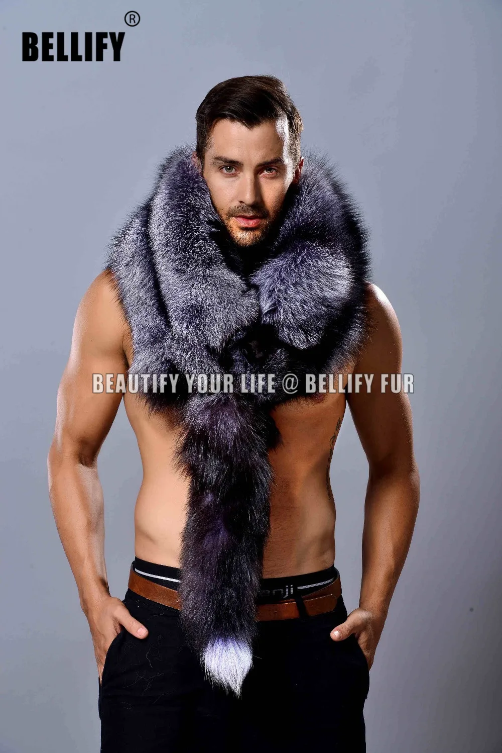 

Fashion Winter men Winter Real Fur shawls and scarves Luxury Genuine fox fur scaves for Men warm thermal Wedding Scarves
