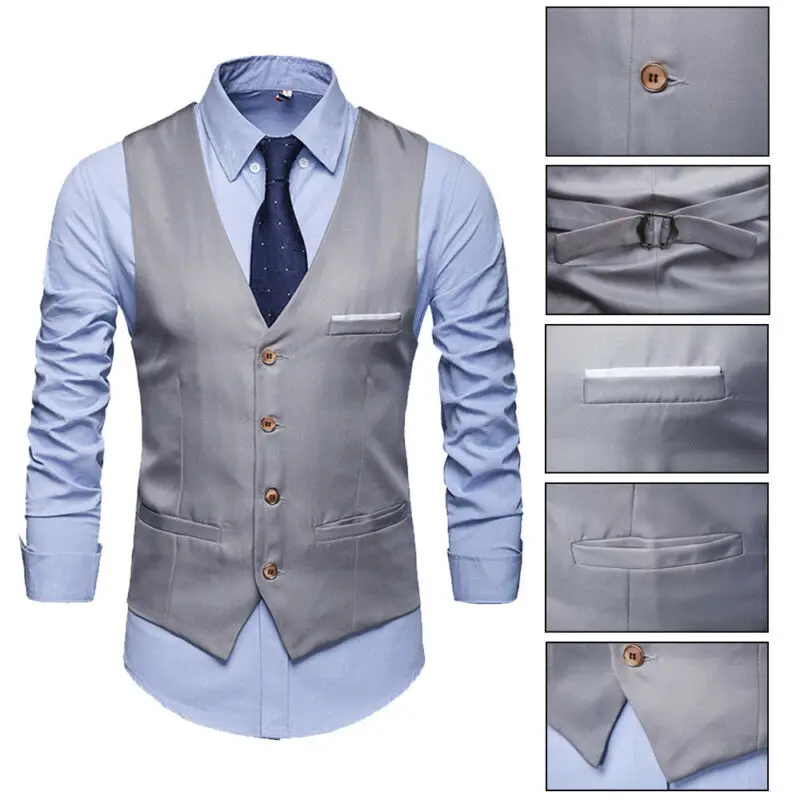 Men Formal Business Dress Vest Wedding Double Breasted Classic Waist coat M-2XL New Fashion Men Formal Business Dress Vest Wedding Double Breasted Classic Waist coat M-2XL New Fashion