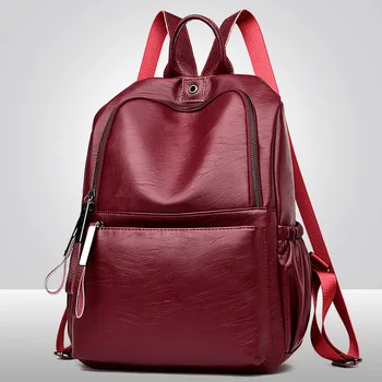 

Fashion Soft Leather Backpack Female Backpack Student Schoolbag Korean 2020 New Large Capacity Travel Bag anti theft backpack