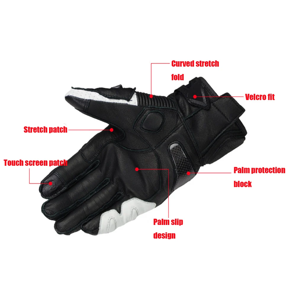 Free shipping motorcycle gloves Titanium motorcycle locomotive racing competitive leather gloves short motocicleta guantes moto