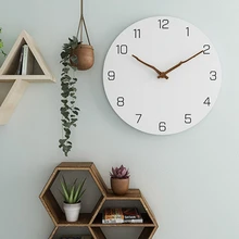 Деревянные настенные часы простой современный дизайн для гостиной скандинавские короткие деревянные часы белые настенные часы домашний декор бесшумные-ABUX