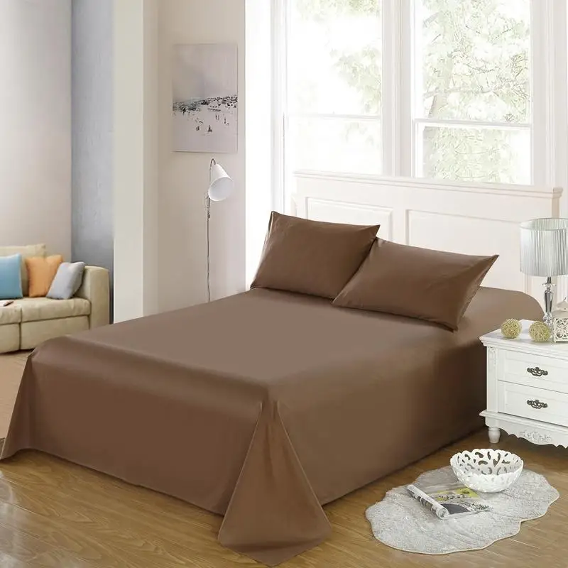 100 Cotton Solid Color Ultra Soft Flat Sheet Twin Queen King size Bed Sheet Pillow shams