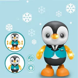 Jouet électrique en forme de pingouin coloré pour enfants, lumière LED, jouet Musical en plastique, Portable et mignon 