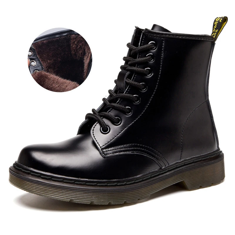Buen trato Botas clásicas de cuero genuino para Mujer Botas de otoño invierno Botas de cuero Punk tobillo Botas de Mujer de piel de invierno chaissures Femme R6qrBDNlO