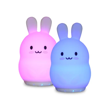 

Rabbit Music Lamp Wireless Bluetooth Speaker Player USB Rechargeable 9 Colors LED Night Light Silicone Bunny Lamp for Children