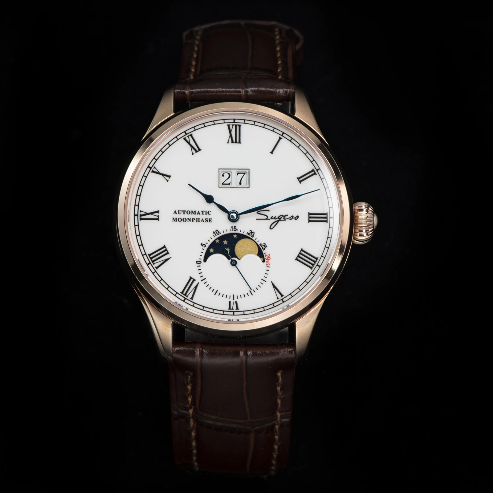 Automatic Luxury Moonphase Sea-gull ST2528 Movement Ceramic Dial Sapphire 2021 Mens Watch  316L Stainless Steel Case Wristwatche