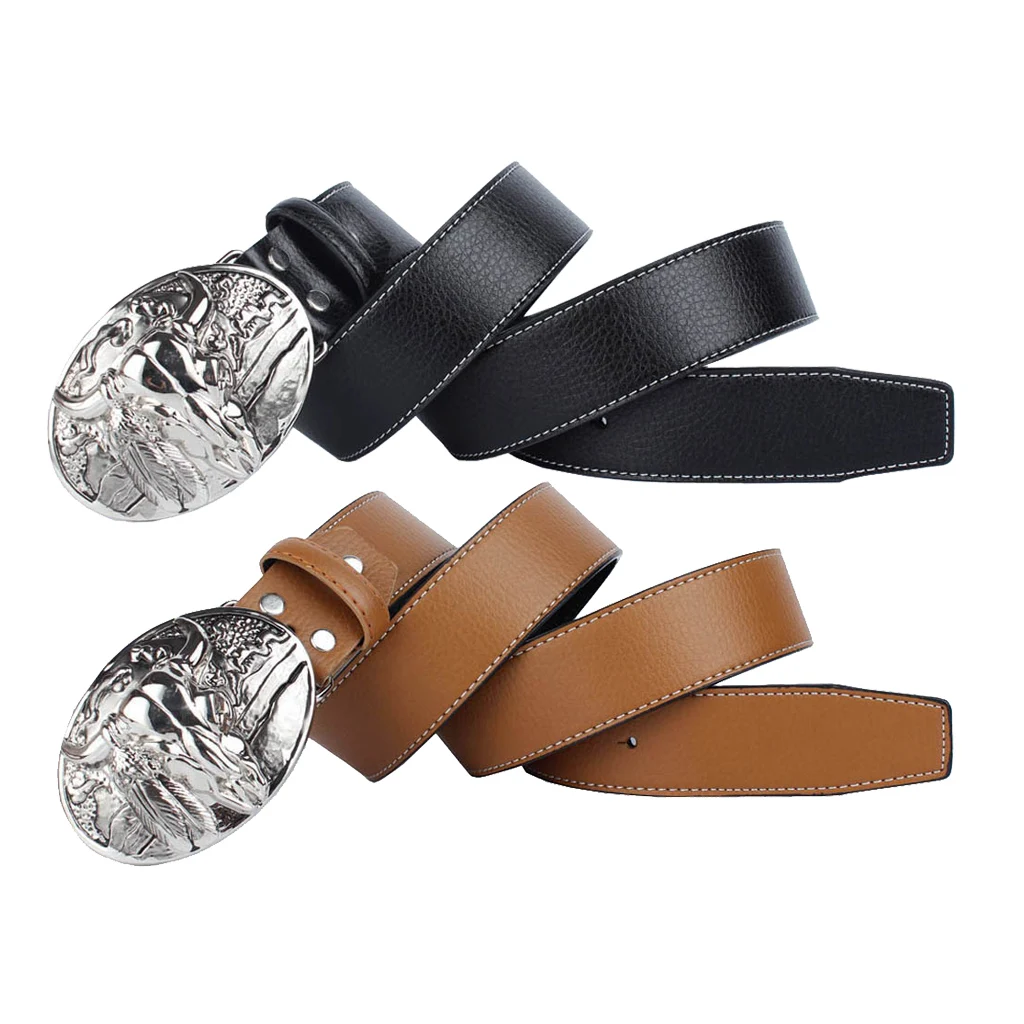 Metal Arabesque Pattern Buckle Waist Belt Leather Waistband Cowgirl Western