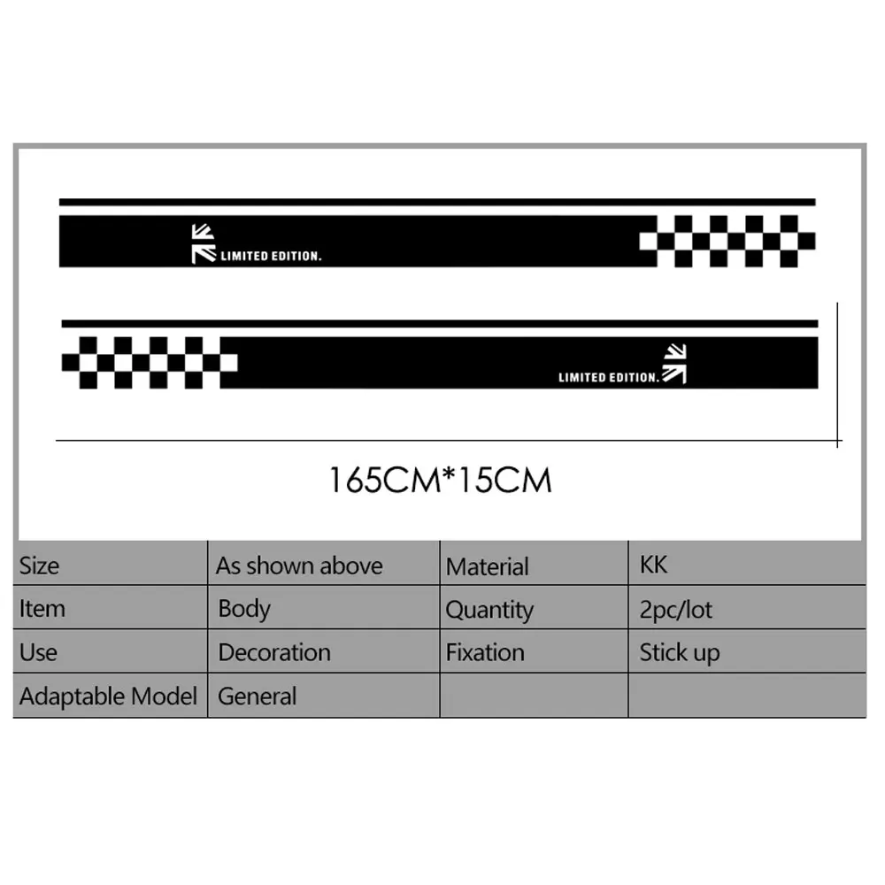 DSYCAR 1 пара гоночных решетчатых боковых полос для двери юбки наклейки для тела аксессуары для стайлинга автомобилей подходят для всех MINI Cooper