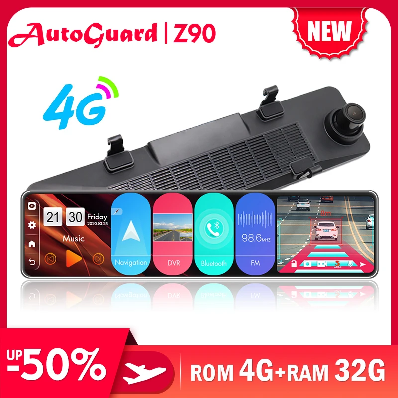 12 ''автомобиля Зеркало заднего вида авто Регистраторы 4G Android 8 1 зеркало