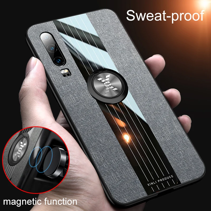 

Honor 9X 8X Fabric Texture Case for Huawei Honor 9X 7X 6X Back Cover on Honor 9 X X9 Honor9x Premium STK-LX1 Ring Holder 8X Max