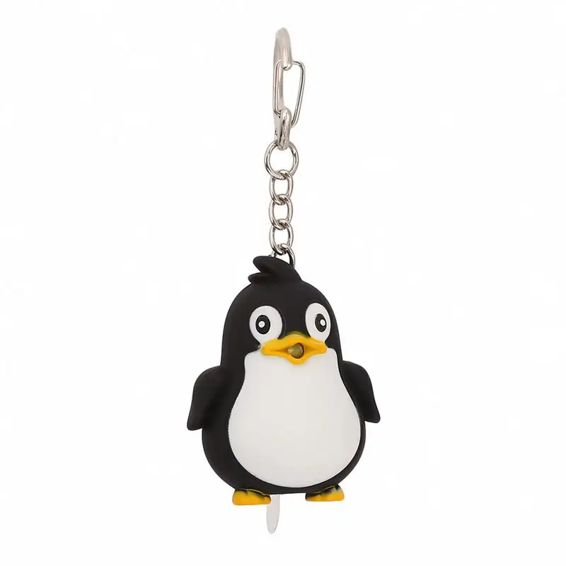 Cute Penguin Keyring LED Torch With Sound Light Keyfob Kids Toy Gift Fun Animal Keyholder Fashlight Keychain