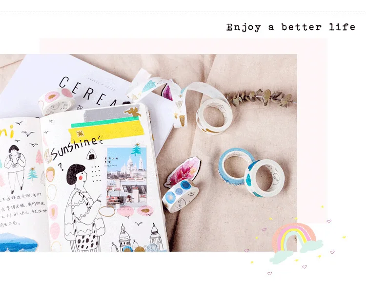 Kawaii фольга васи лента милый мультфильм маскирующая лента дневник DIY украшения Скрапбукинг наклейки стиральная лента креативный стационарный 02574