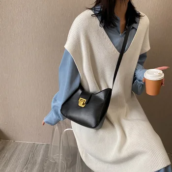 

Bags For Women 2020 New Designer Solid Color Crossbody Pu Leather Bucket Bags Female Small Shoulder Bags Lock Purses sac femme