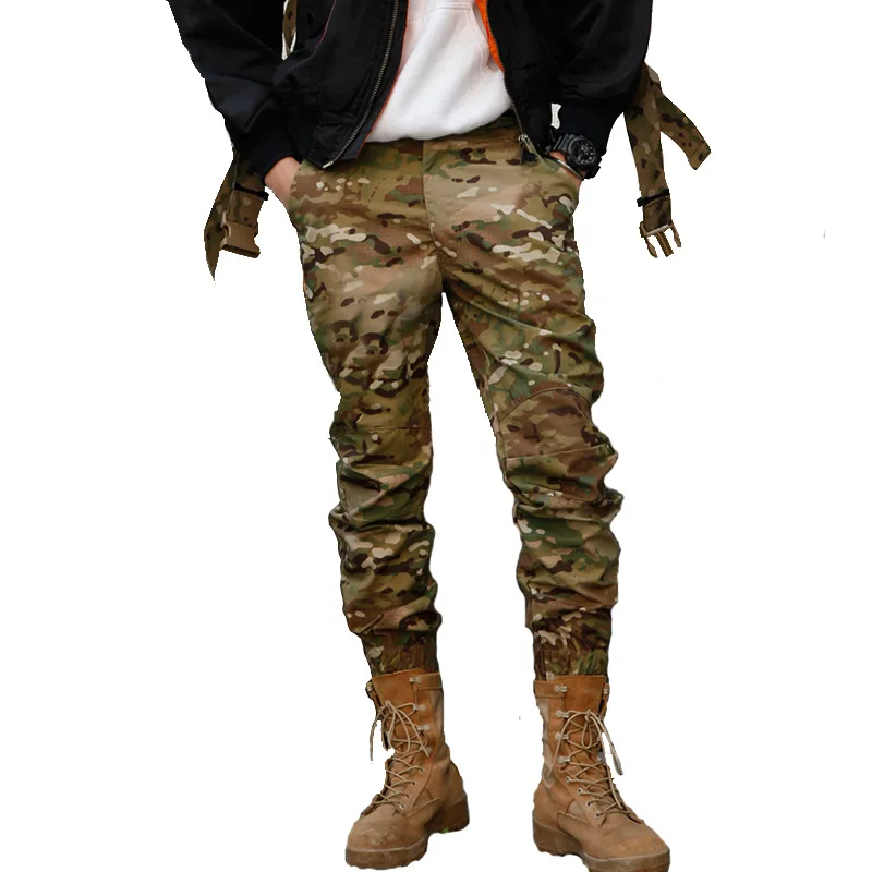 

Emirates New Style MC Camouflage Beam Leg Tactical Pants Men's Army Fans Outdoor Pure Cotton Army Fans Slim Fit Pants Casual Bib