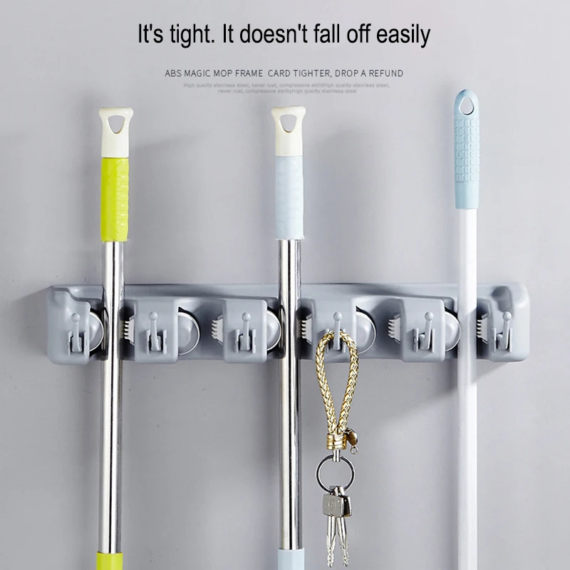 Wall Storage Mounted Mop Broom Organizer Holder Brush Hanger Rack Tool New Multi-Function Broom Stand Storage Holders