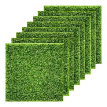 

Artificial Garden Grass, Artificial Grass Lawn 6 x 6 Inches Miniature Ornament Garden Dollhouse DIY Grass (8 Packs)