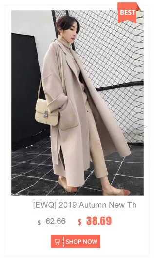 [EWQ] Осенняя новая Толстая теплая верхняя одежда корейское зимнее пальто женский длинный рукав воротник плед, кардиган шерстяное пальто QL301
