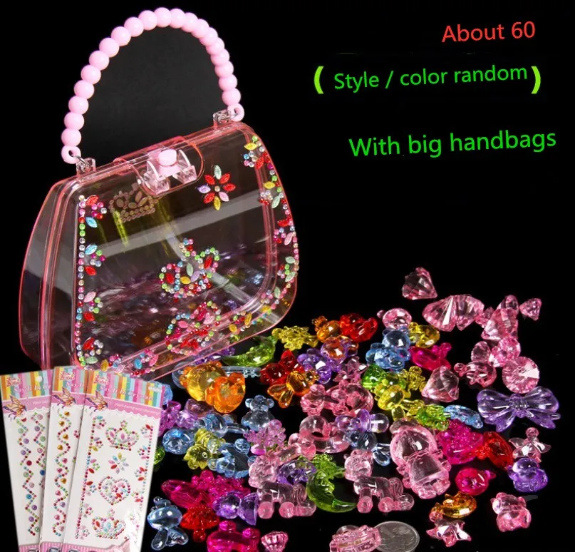 Креативный DIY из бисера детский драгоценный камень игрушка игровой дом сокровище Охота игра реквизит клип кукла машина материал комплект - Цвет: Оранжевый