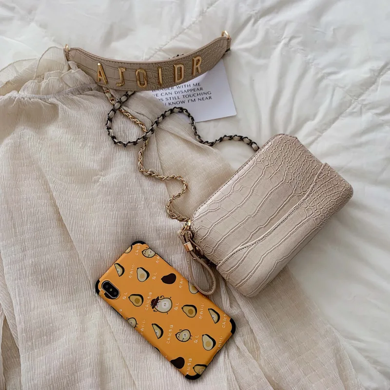 

Online Celebrity WOMEN'S Bag New Style Fashion 2019 Mini Versitile Fashion Crocodile Pattern Chain Hobo Bag Shoulder Bag Women's