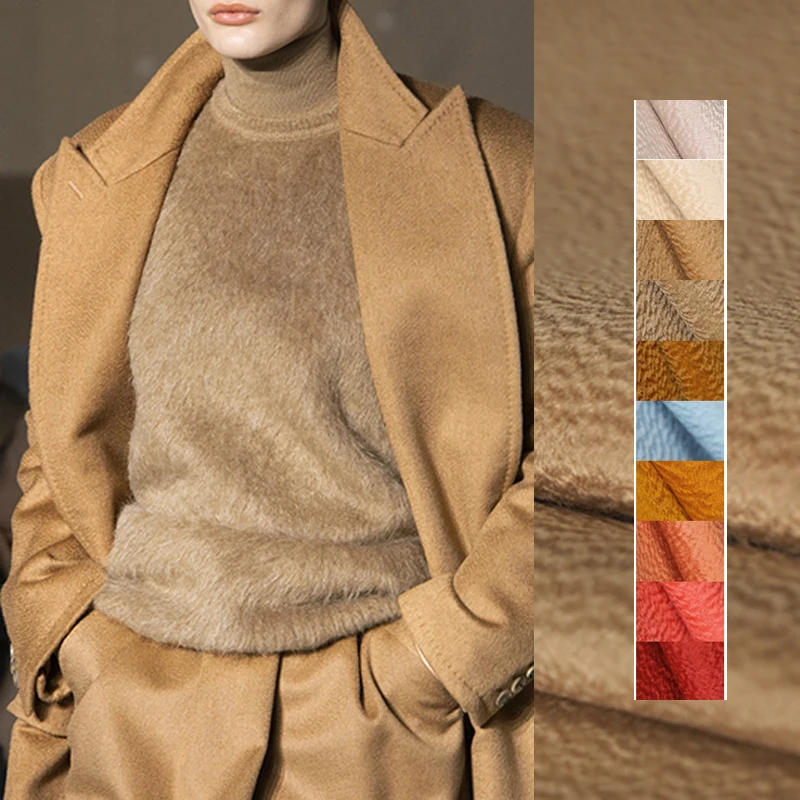 

10 Colors! 150CM Wide 820G/M Weight Solid Color Double-faced Water Wave Wool Autumn and Winter Overcoat Outwear Fabric E1131