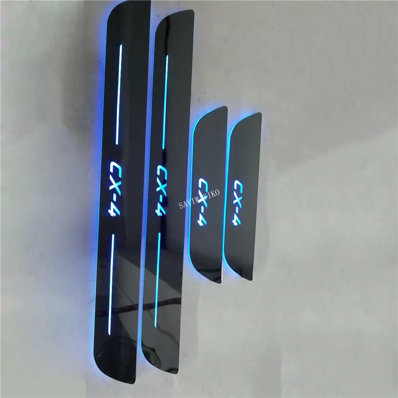 

4PCS Acrylic Moving LED Welcome Pedal Car Scuff Plate Pedal Door Sill Pathway Light For Mazda CX-4 CX4 2015 2016 2017 2018