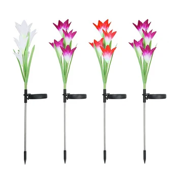 

Solar Garden Light with Big Lily Flower, 7 Color-Changing Outdoor Lights for Garden Patio Courtyard Passage Decoration