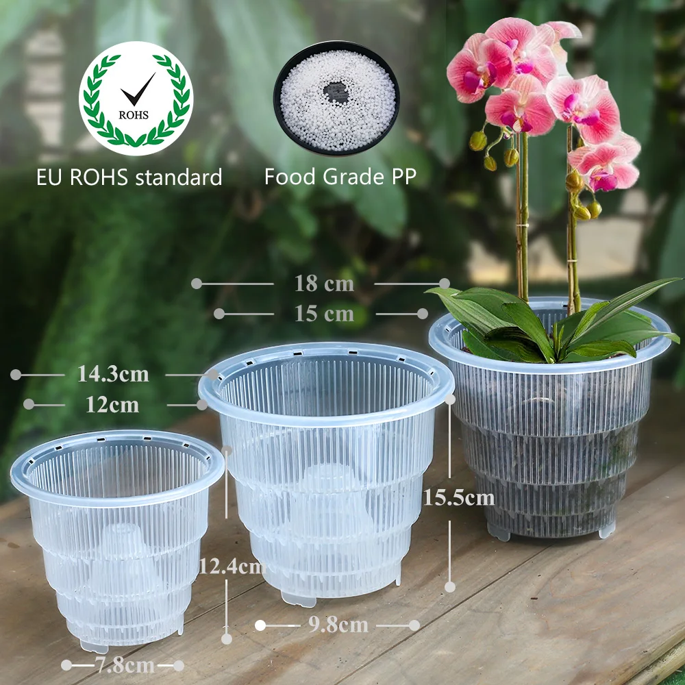 Meshpot 4 5 6 Inches Plastic Clear Orchid Pot With Holes Good Drainage