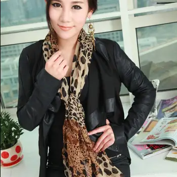 

New Noble Fashion Women Long Soft Wrap Lady Shawl Silk Scarves Soft All-match Print Chiffon Lady Scarf Leopard Shawl L6T7