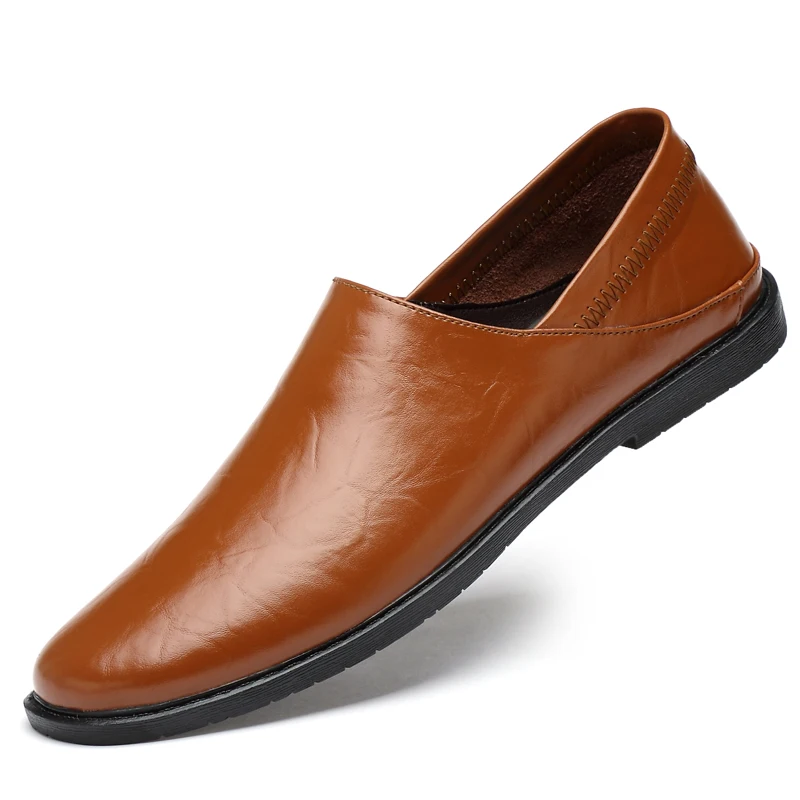 Genuine Leather Men's Casual Shoes Loafer Design Driving Men Flat Footwear Slip On Mens Moccasin Big Size 45 | Обувь